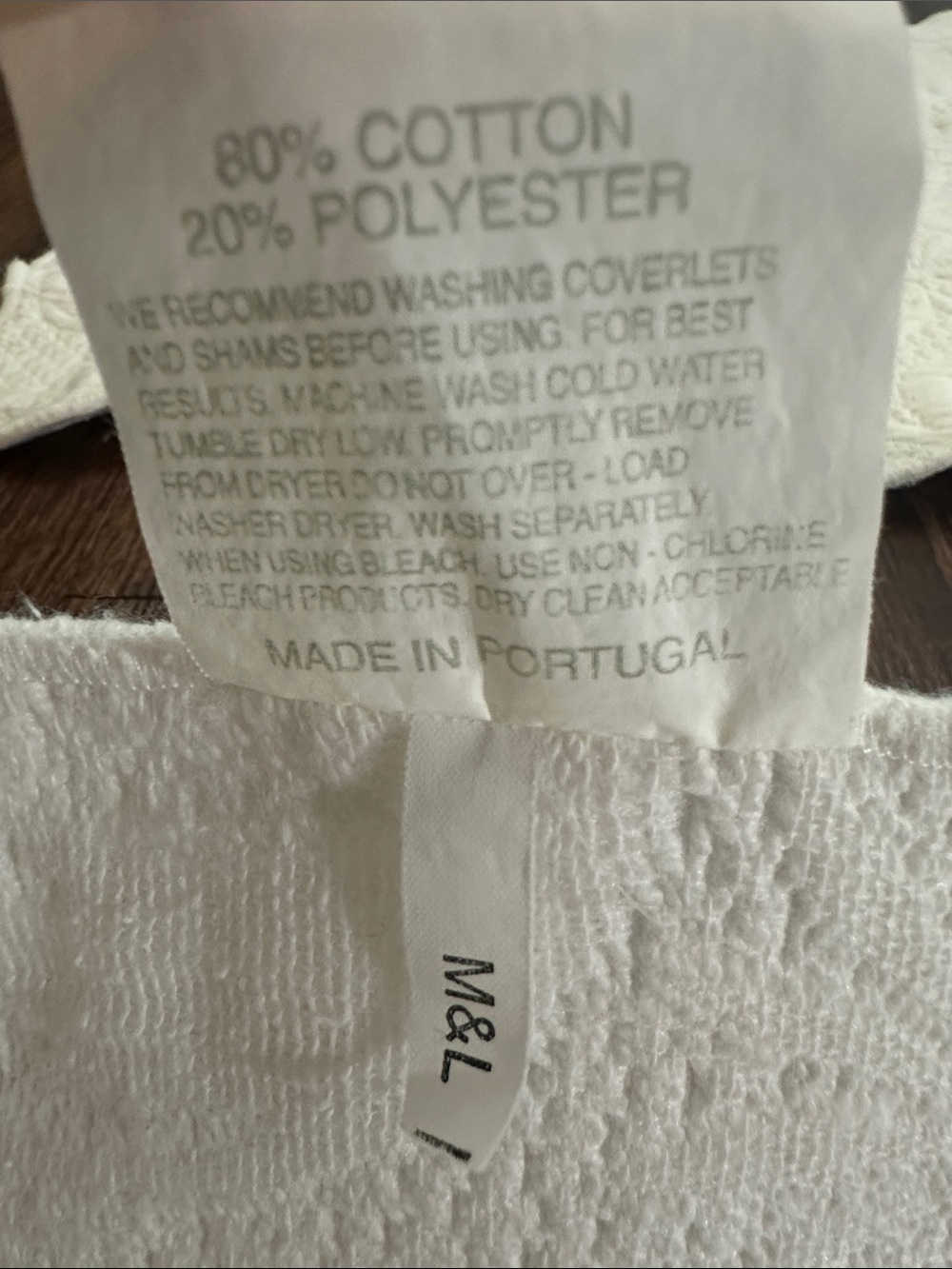 Vintage Matelassé King Pillow Shams Ivory set of 2 COLCHAS S DOMINGOS - Picture 3 of 8